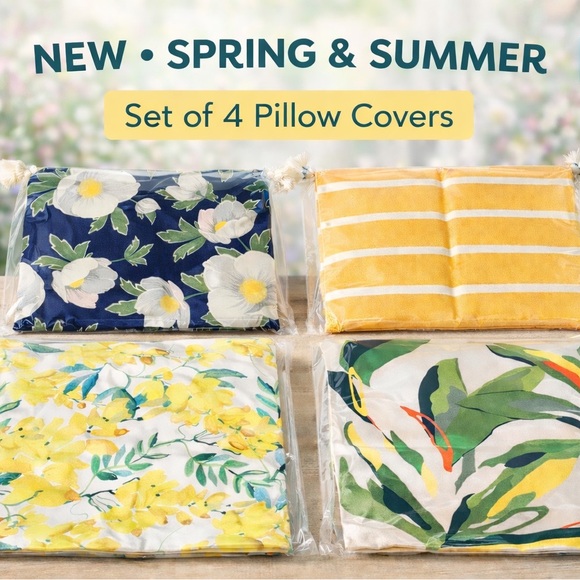 Set of 4 Decorative Floral Pillow Covers 18x18 New - Picture 2 of 9